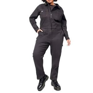 Wildfang Essential Long Sleeve Coverall Jumpsuit Black Contrast Stitch Medium